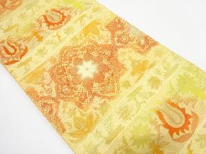 横段に花更紗模様織り出し　名古屋帯